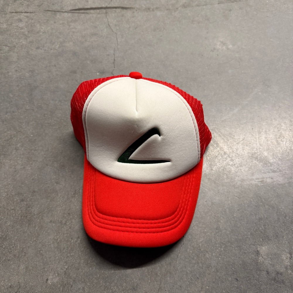 Pokemon Ash Ketchum Cosplay Trucker Hat Red White Mesh Snapback Cap Anime Logo